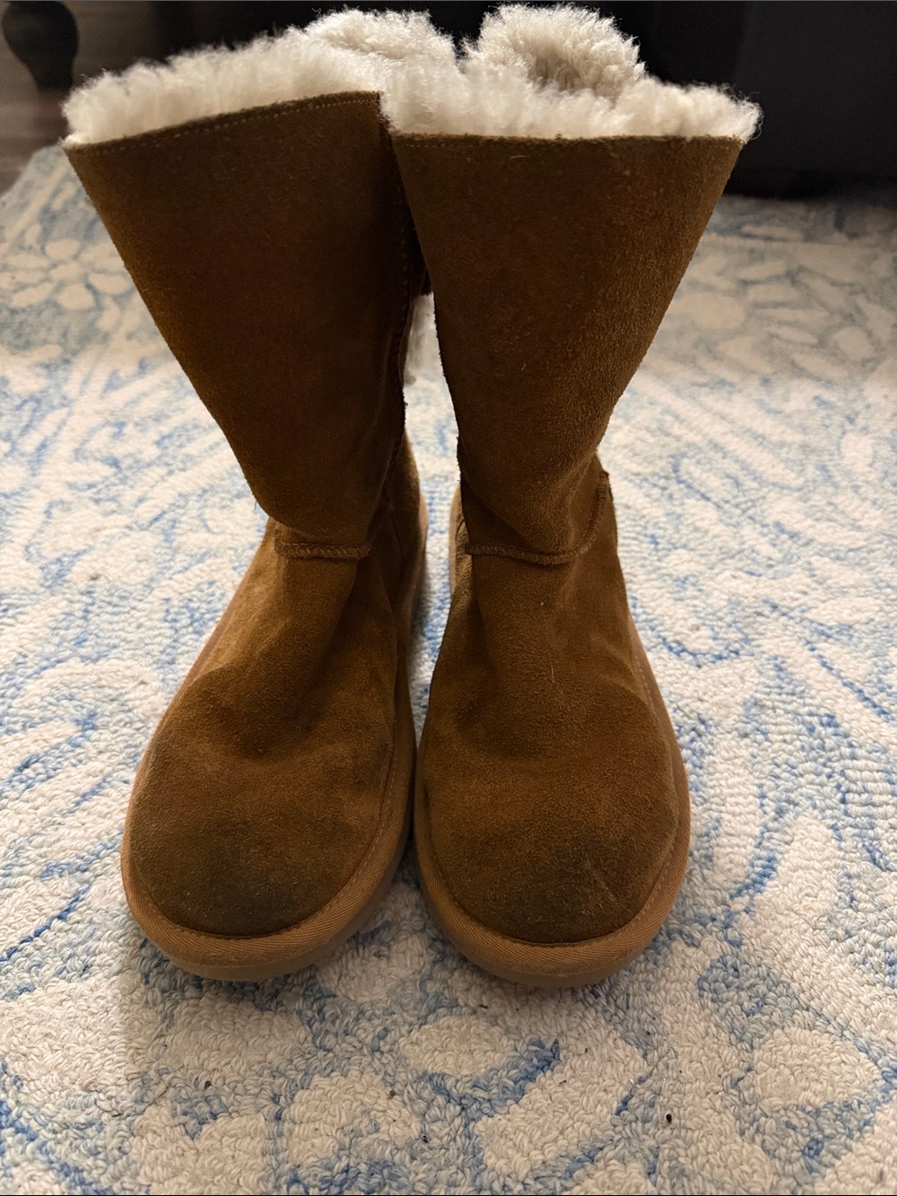 Koolaburra Brown Suede Shearling-Lined Ankle Boots